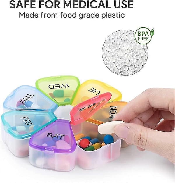 Bärbar veckoorganisatör, Iave 7 Day Tablet Box Case Medicine Flaskor