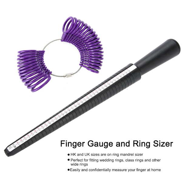 HK UK Storlekar Ringmätare Sizer & Finger Ring Dorn Dimensionering Mätning Smycken Storlek Mätverktyg
