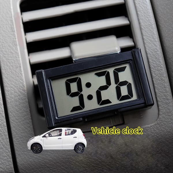 Bil Elektronisk Ur Instrumentbræt Digital Display Ur Selvklæbende Mini Ur Black