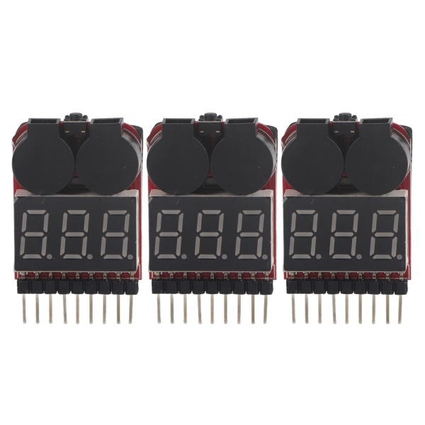 3 st/set RC 1S-8S Lipo Batteri LED Tester Lågspänningslarm Buzzer Checker RC Tillbehör