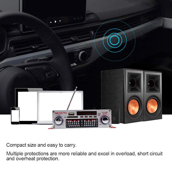 DC12V Moottoripyörän ja Auton Mini Hi-Fi Äänenvahvistin USB-Radio Kaukosäätimellä