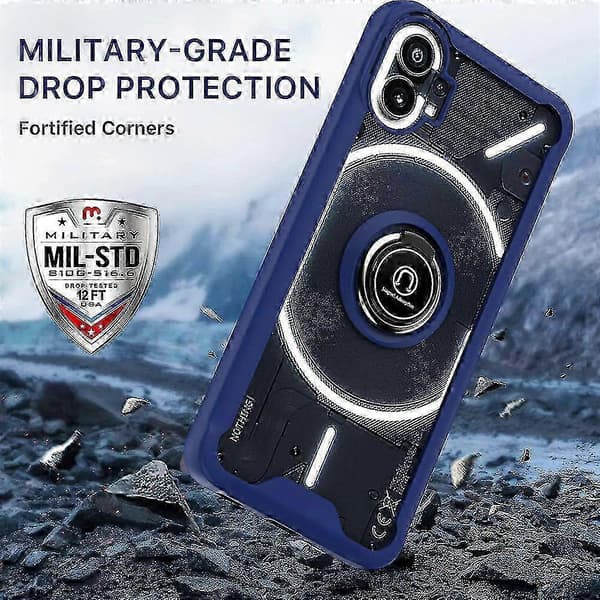 Armor Matte-skal för Nothing Phone 1 - Hårt PC-skyddsfodral med ringhållarstativ Light Blue For Nothing Phone 1
