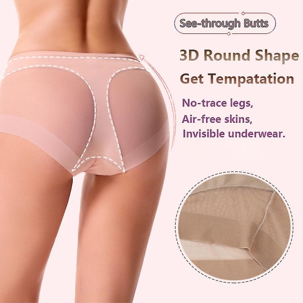 Naisten Näkymättömät korkeavyötäröiset vatsaa säätelevät alusvaatteet Butt Lifter Effect Shapewear Mesh saumattomat pikkuhousut pink M