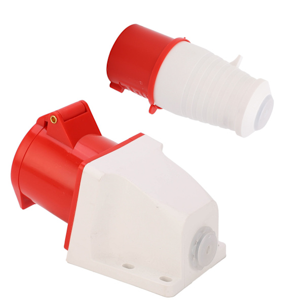 4-pin Power Plug 3-Phase Industrial Socket Outlet Surface Mounted 32A AC380V-415V