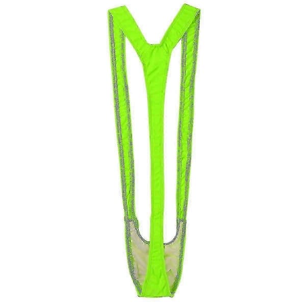 Fluorescerande stretchig Mankini Herrbadkläder Green One Size