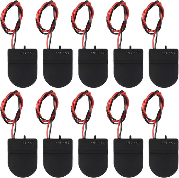 10 stk. CR2032 batteriholder 1x 3V knapcellebatteriholderboks med ledningsafbryder (sort)