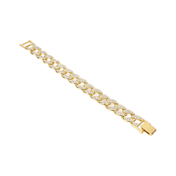 Kubansk armbånd Bling Hip Hop Spænde Kæde Diamant Smykker til Mænd Kvinder Par Guld