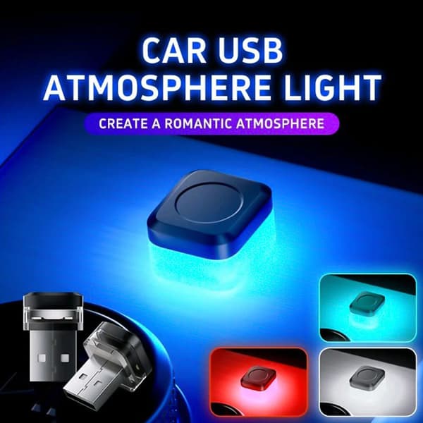 x USB Mini LED-lampe Biltilbehør Neon Ambiente-lampe Blue