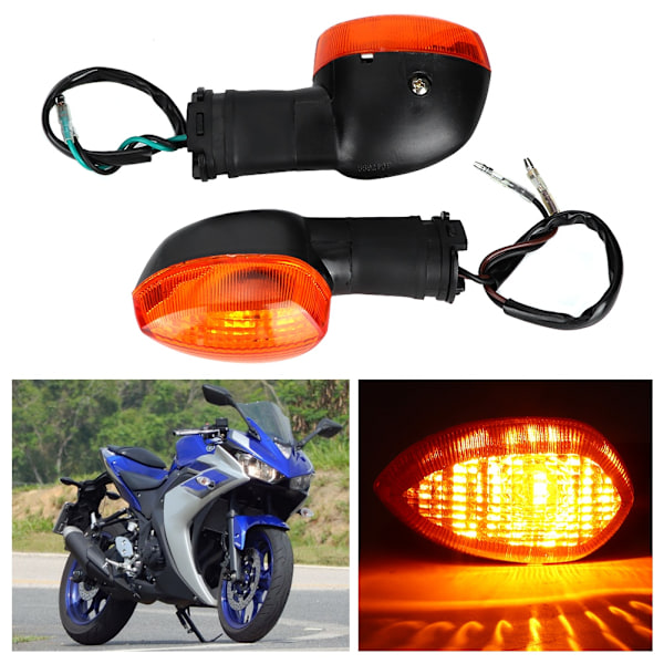 2 kpl Moottoripyörän Muokatut Vilkut YAMAHA R1 Tarvikkeille (Musta & Keltainen)