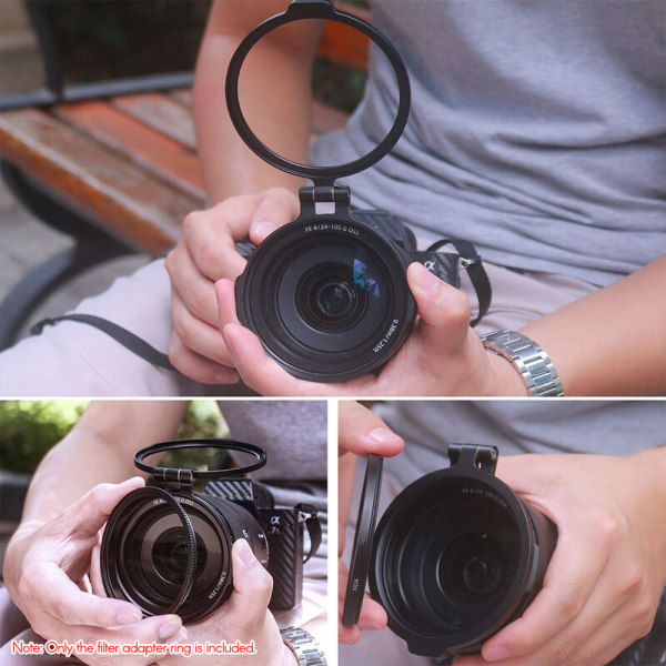 UURIG R-58 58 mm snabbfiltersystem Kameraobjektiv ND-filter metalladapterring kompatibel med Canon Nikon Sony Olympus DSLR-kameror, modell: svart 58 mm