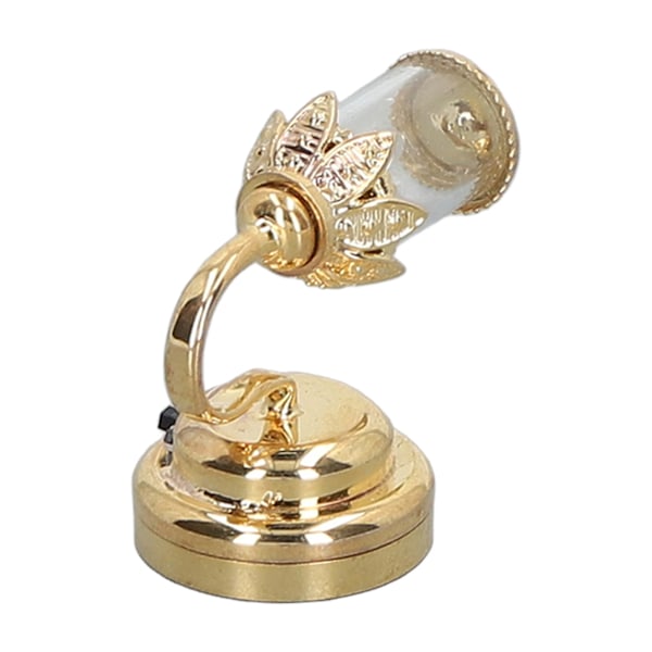 Dockhuslampa i skala 1:12 Golden Metal Transparent lampskärm Miniatyr Dockhuslampa Dekoration