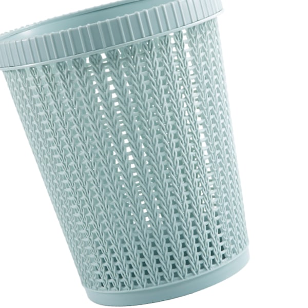 Søppelbøtte med lokk imitasjon rotting rund plast søppelbøtte hjem Dekkfri søppelbeholder Blå S