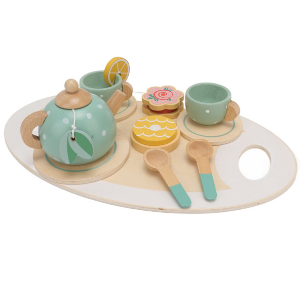 Tea Party Set Simulering Roligt Förbättra språk kommunikationsförmåga Trä Tea Set Låtsas Lek leksak