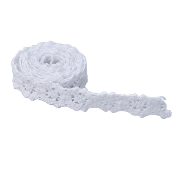 Spetsband 20 Yards 1.5cm Bredd Retro Stil Behaglig Känsla Bra Spetsdesign för Kläder Skor Hattar Väskor Vit