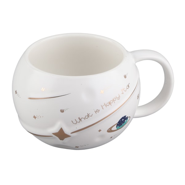 400ml Søt Nyhet Astronautmugg Ergonomisk Håndtak Keramisk Kopp med Lopp Skje for Kaffe Te Melk Hvit