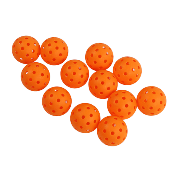 12 st 74 mm 40 hål pickleballs PE plast hög elasticitet pickleball utomhus hål bollar orange
