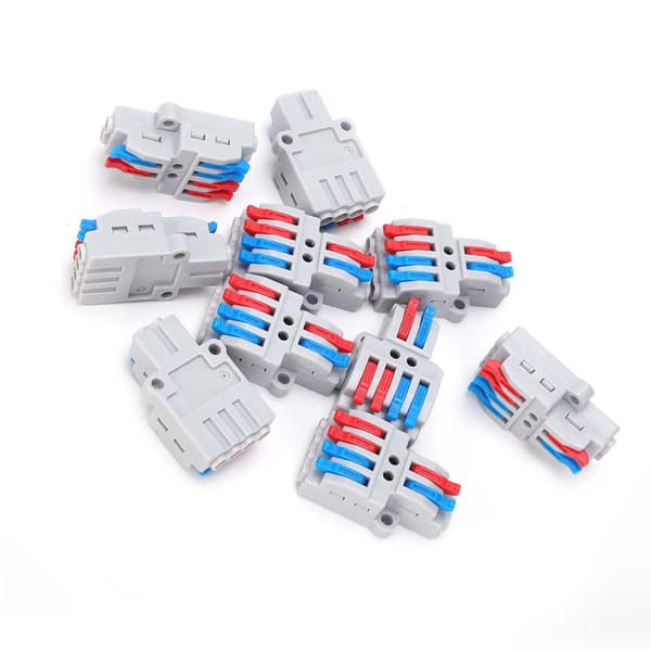 10 Pcs Wire Conductor Connector 2in4out with Fixed Hole 4mm Splitter Quick Terminal Block 600V