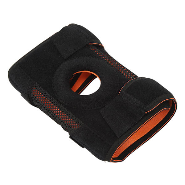 Svart Unisex Sporting Knästöd Justerbar Silikonfjäder Hollow Öppen typ Knästöd
