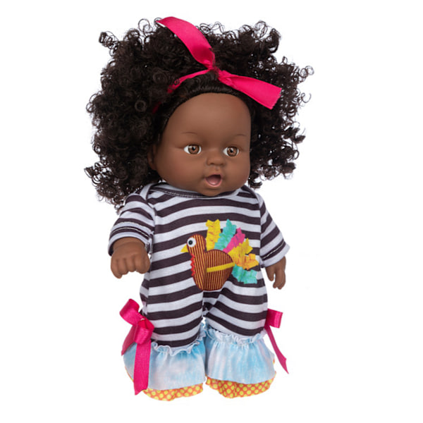 25 cm / 9,8 tum afrikanska flickdockor Naturtrogna babylekdocka Barn Småbarnsleksak FödelsedagspresentQ8-051C
