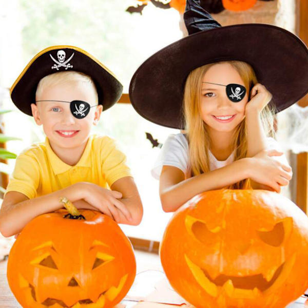 6 stk Piratøye-lapper Filt Ett Øye Skjelett Kaptein Øye-lapper for Halloween Jul Pirat Temafest