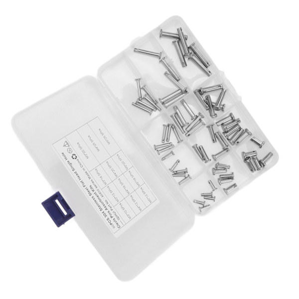 12 Storlekar Rostfritt Stål Clevis Stift Enkelt Hål Platt Huvud T-Form Runda Stift Sortiment Kit för Bil 60st