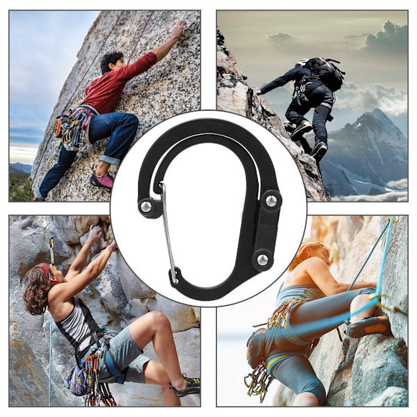 Aluminium D-Ring Karabiner Udendørs Rejse Hurtig Hængende Ekstern Spænde Sikkerhedsudstyr til Klatring Camping Sort