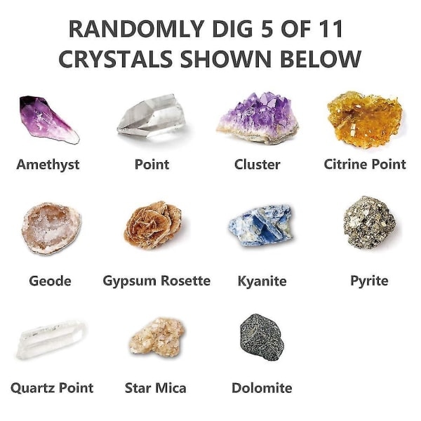 Crystal Gemstone Dig Kit, Utgrävning Kit för barn, Gruv Crystal Gems Archaeology Diy Dig Set