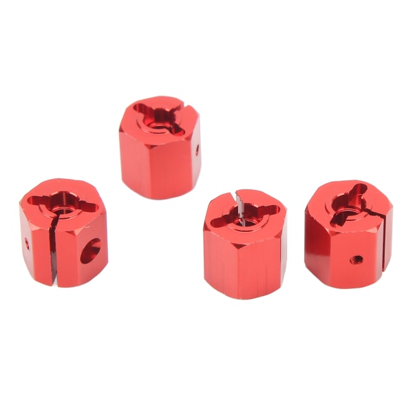 4 kpl 12 mm kuusiokoloadapteria Alumiiniseos 12 mm pyörän navin käyttöadapteri Axial SCX10 90046 D90 1/10 RC-autolle Punainen