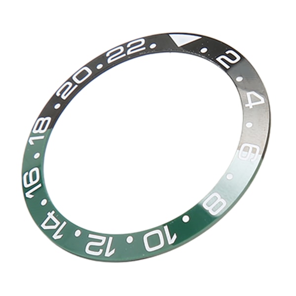 38 mm diameter GMT klocka Bezel Insert Ring Svart Grön Bas Vit Karaktär Keramisk Bezel Insert Base Ring