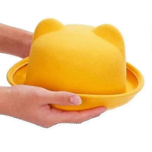 Forældre-barn bowlerhatte i uld, fedorahatte Cat ear wine red 54cm