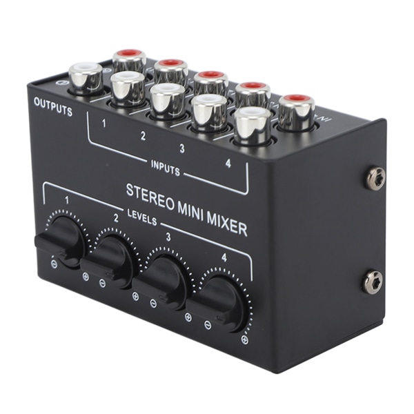 CX400 Mini Passiv Stereomixer Mini Bærbar Stereo 4-kanals Mixer for CD-spiller Båndopptaker Datamaskin Mobiltelefonnettbrett Datamaskin Svart