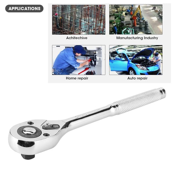 Quick Release Ratchet Wrench 45 Teeth Adjustable Chrome Plated Socket Wrench Square Head Professional Hand Tools 1/2 inch