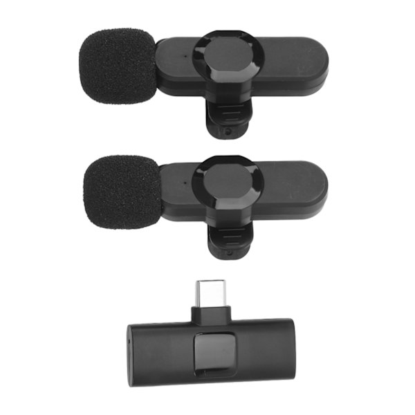 2 stk Trådløse Lavalier Lapel-mikrofoner 2,4 GHz støjreduktion Mini Clip On Trådløs Mic til Android-optagelse Livestreaming