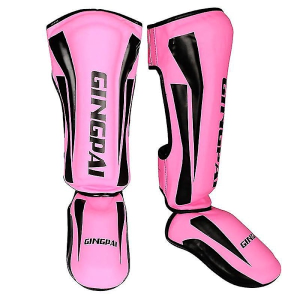 Läder Boxning Shin Guards Ankle Protector för MMA Muay Thai Träning - Ljusrosa, S (Under 135CM)