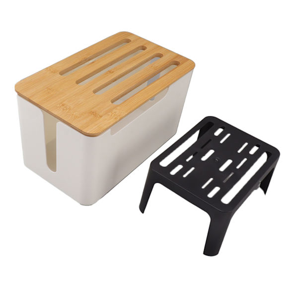 Router Opbevaringsboks Stor Plads Multi Hul Bit Bambus Dæksel Hjem WiFi Router Organizer