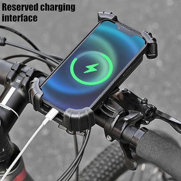 Motorcykeltelefonholder, montering på cykelstyr, klemme til 4,7-7,2 tommer telefon, sort Pink