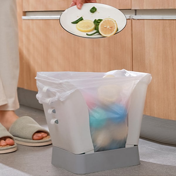 Expandable Trash Can Garbage Bag Holder Large Capacity for Kitchen Bathroom Light Gray
