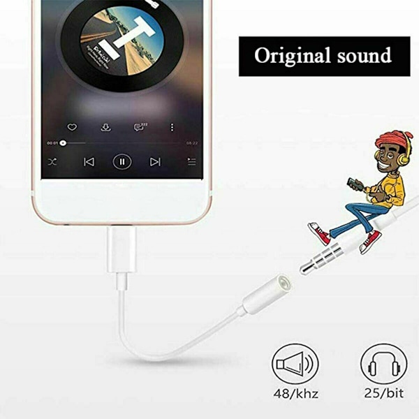 Adapter for Lightning til hodetelefonuttak 3,5 mm hodetelefonadapterkontakt for iPhone 7
