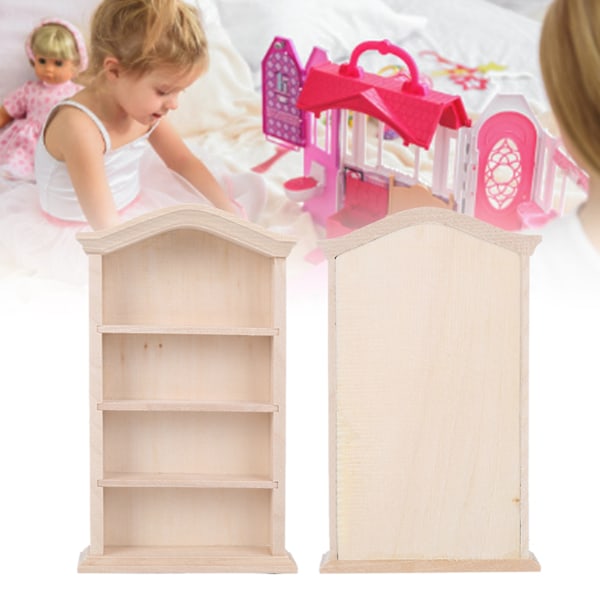 1:12 Nuken talo Puinen kirjahylly malli nukkeille DIY Nuken talo huonekalut Tarvikkeet Kirjahylly