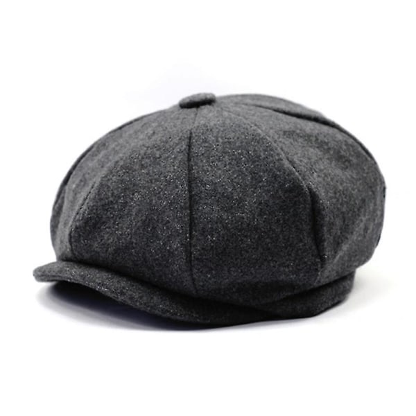 Herre Flat Hat Newsboy Cap Tweed Cabbie Peaky Blinders Baker Boy Hat Deep Grey