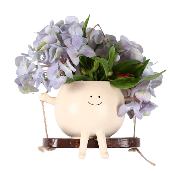 Swing Face Planter Harts Veggmontert Hode Planter Smilende Ansikt Sukkulenter Blomsterpotte for Innendørs Utendørs Dekor