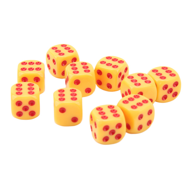 20 kpl 16 mm pyöristet kulmat noppaa 6-sivuinen peli noppaa lautapeleille matematiikkapeleille Keltaiset punaiset pisteet