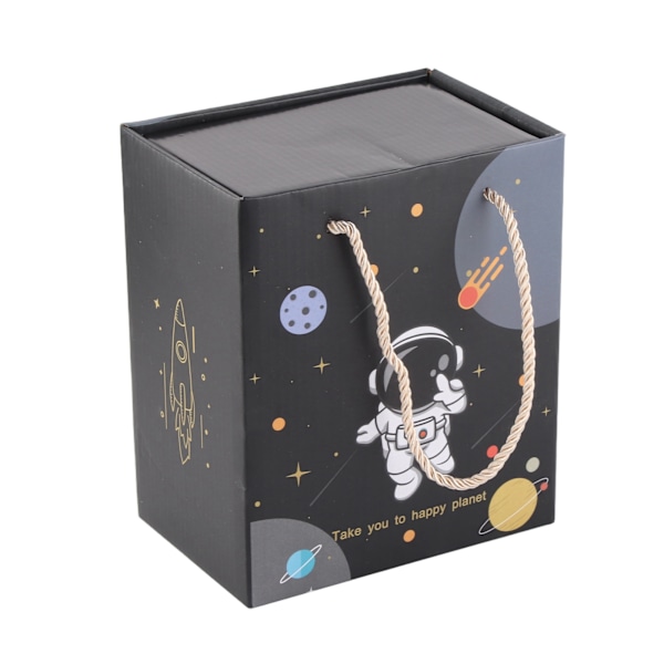 400ml Söt Nyhet Astronautmugg Ergonomiskt handtag Keramisk kopp med lock Sked för kaffe Te Mjölk Ljusblå
