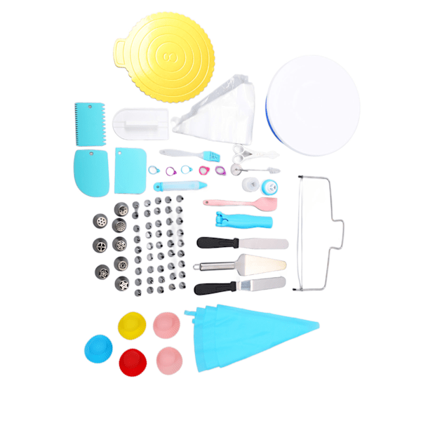 140 st Cake Decorating Supplies Kit med 48 Icing Tips, Tårtbotten, 50 Bakelserpåsar för Bakning, Dekorering, Tårtbakningsverktyg