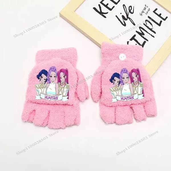 Kpop Demon Hunters Anime Handskar Unisex Barn Halvfinger Fliphandskar Vinter Varma Modeaccessoarer Julklappar[LD] 1pcs