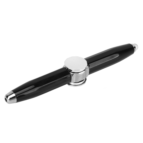 Fingertop Luminous Gyro Kulspetspenna Finger Spinning skrivpenna med LED-ljus för att släppa stress Svart