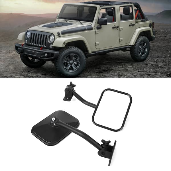 Car Square Rearview Mirror Replacement Side A-Pillar Column Car Accessories Fits for Jeep Wrangler 07-17