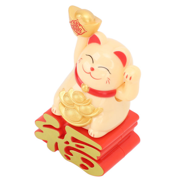 Lykkekat Ornament Viftende Arm Lokker Rigdom Lucky Fortune Cat til Skrivebord Bil Kontorbutik Gul MLY23110