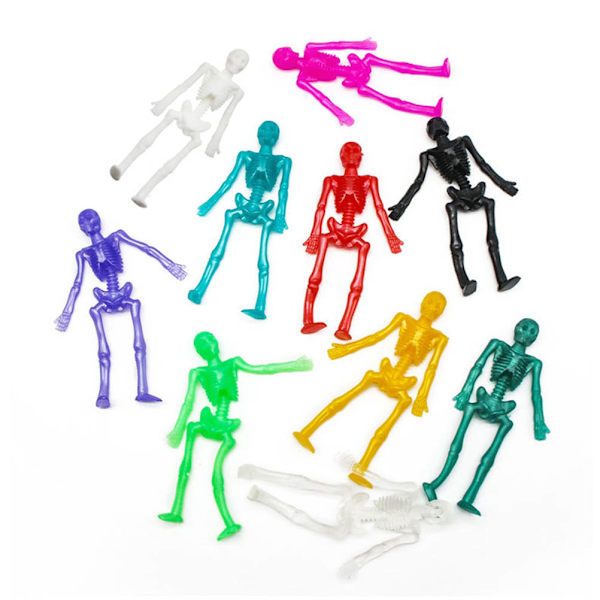 10 st Random Color TPR Mjuk Skelettram Sträckbara skelett Halloween Knepig rolig leksaksfestfavoriter