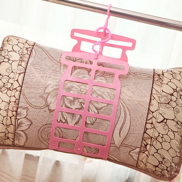 Pillow Drying Rack Hanger Plastic Multifunction Double Hook Large Bearing Plush Toys Drying Rack Pink